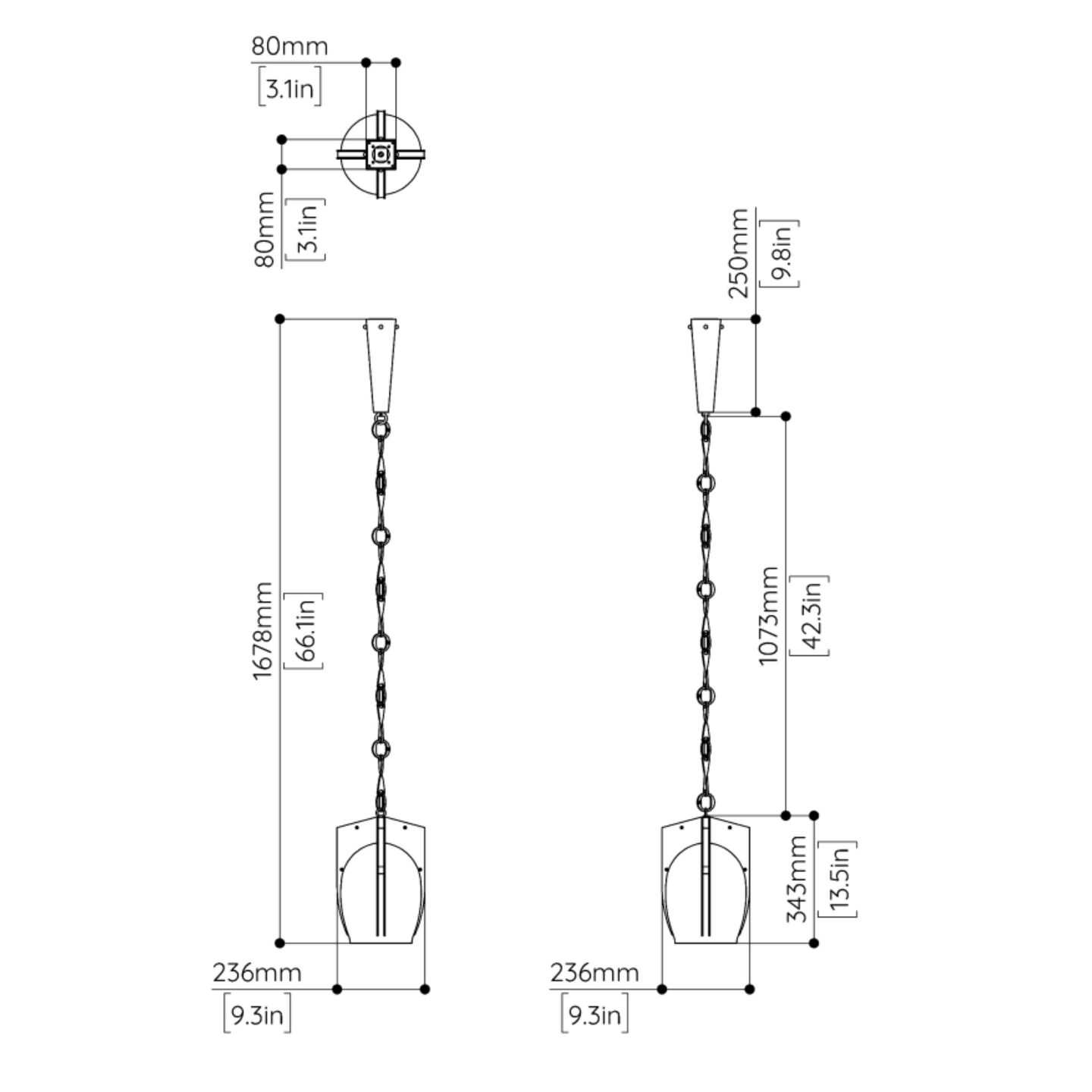 Aegis Chain 1 Drop Large Aged Brass